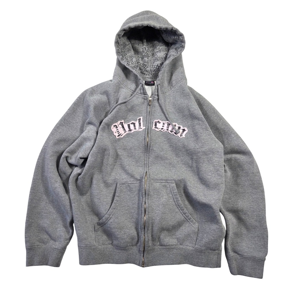 Vintage Volcom Womens Full Zip Hoodie Gray Y2K Skater Sweatshirt‎ Grunge Punk L